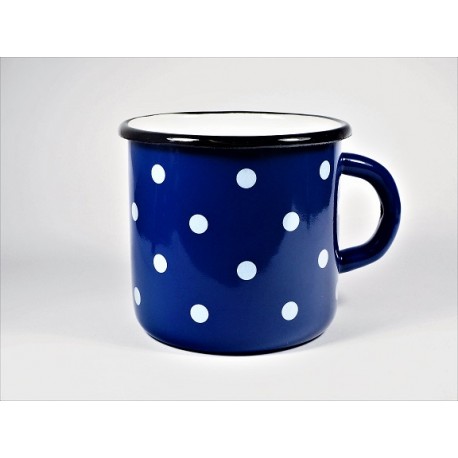 Smaltovaný hrnek modrý - puntíky malé