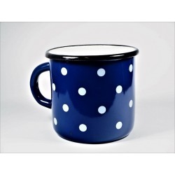 Smaltovaný hrnek modrý - puntíky malé