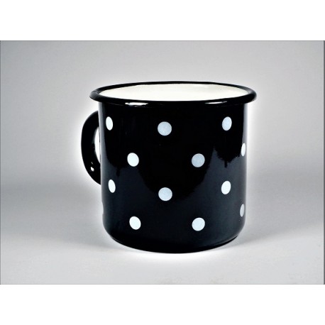 Smaltovaný hrnek černé - puntíky malé