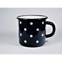 Smaltovaný hrnek černé - puntíky malé