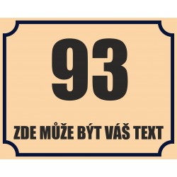 SMaltovaná cedule 200 x 160 - číslo popisné + 1 řádek textu