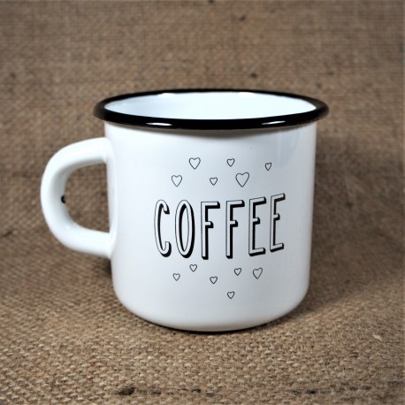 Smaltovaný hrnek bílý - COFFEE 