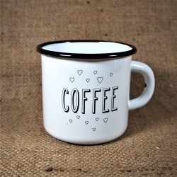 Smaltovaný hrnek bílý - COFFEE 