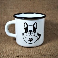 Smaltovaný hrnek bílý - BULDOČEK