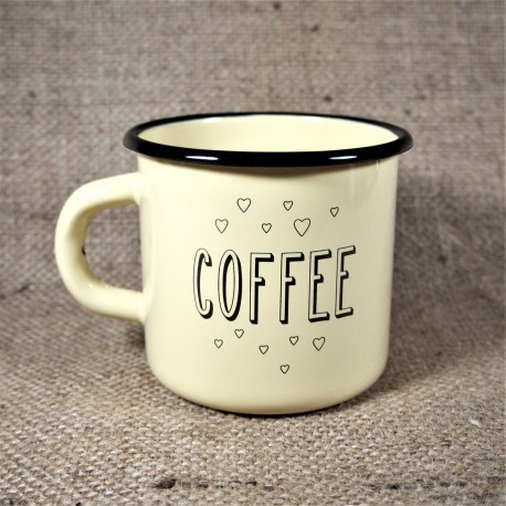 Smaltovaný hrnek krémový - COFFEE 