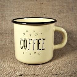 Smaltovaný hrnek krémový - COFFEE 