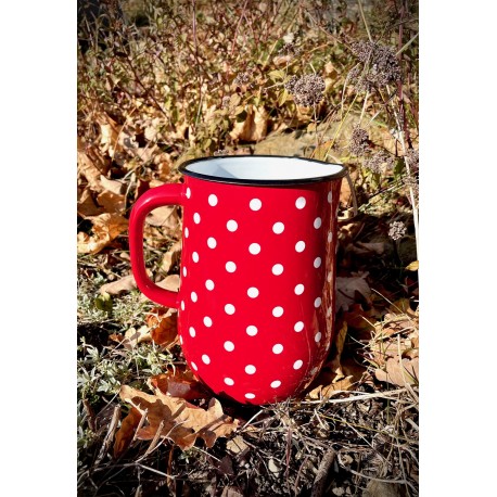 Džbán červený s puntíky